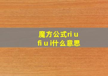 魔方公式ri u fi u i什么意思